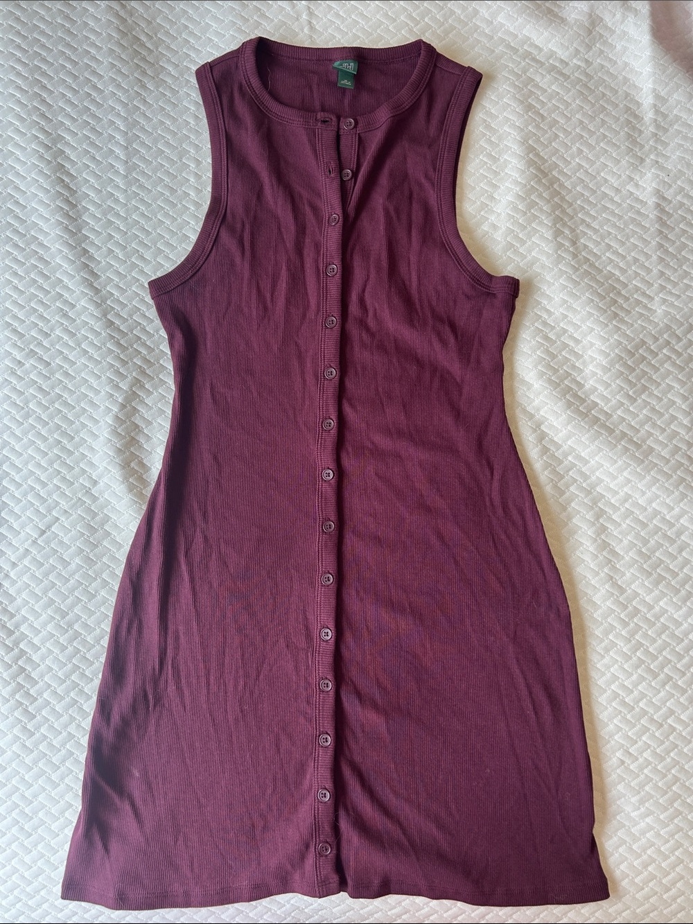 Wild Fable Button-Front Sleeveless Ribbed Dress in Plum
